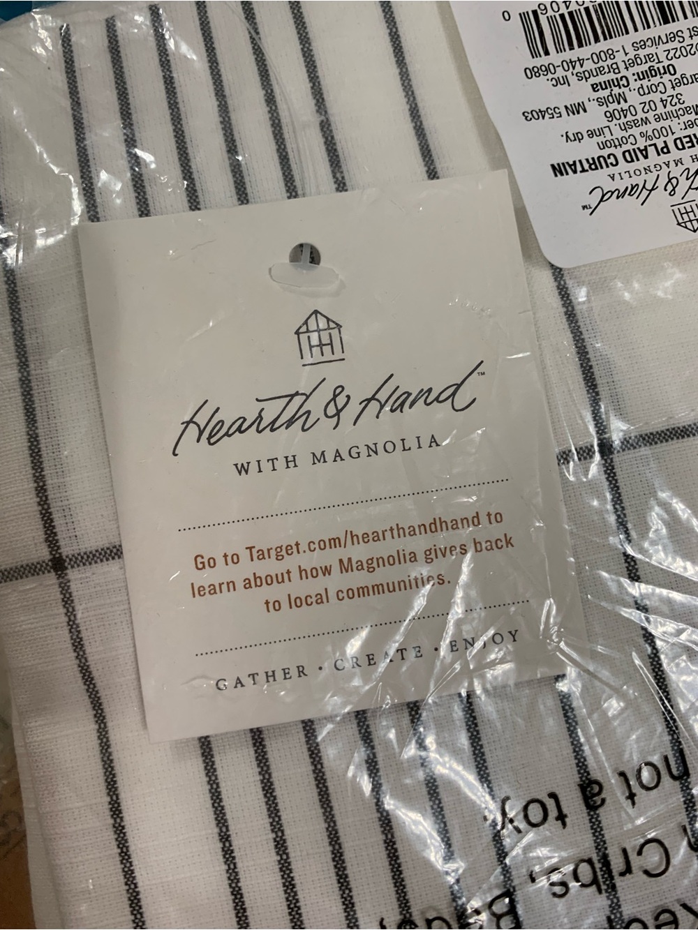 Hearth & Hand Magnolia Sour Cream / Gray Plaid, 6 Curtain Panels - LOT 1 of 2